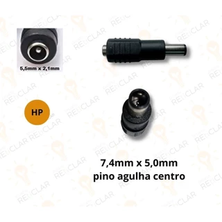 conector adaptador carregador universal para notebook HP pino grosso 7,4mm x 5,0mm