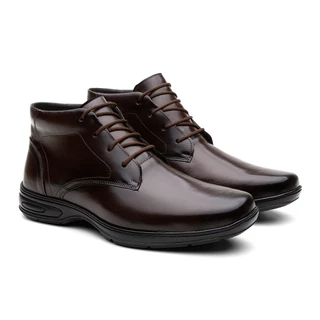 Bota Social Masculina Cano Médio Ajuste em Cadarço Detalhe na Sola Anti Derrapante Promoção