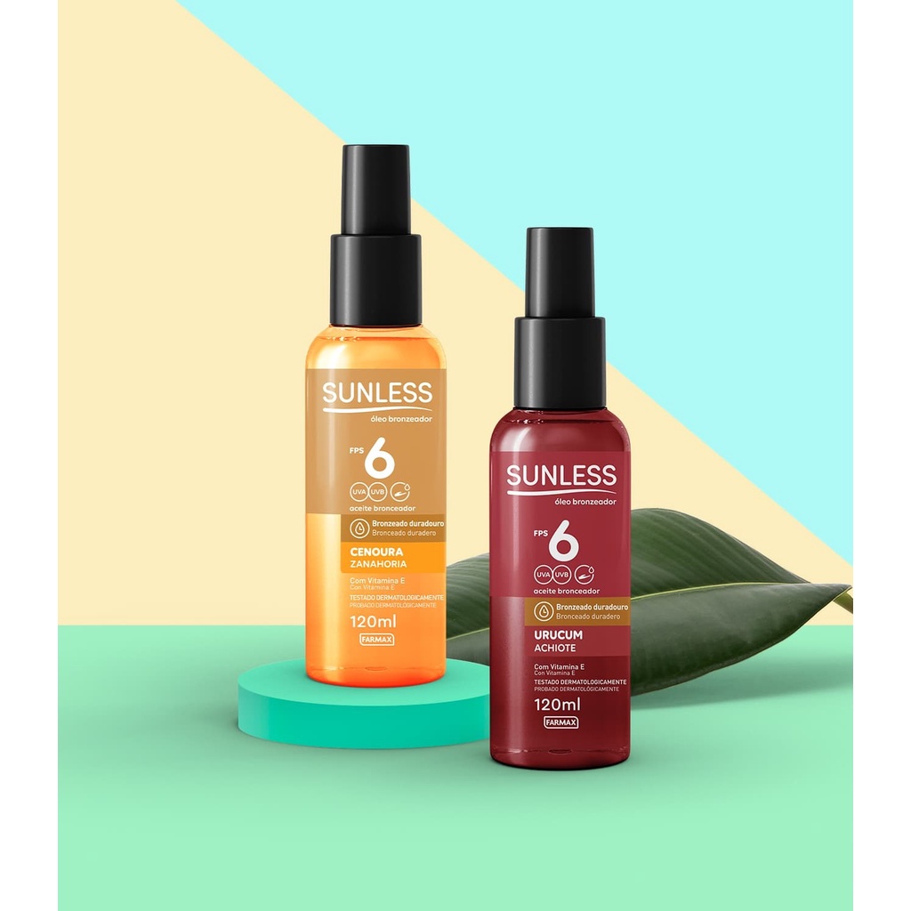 ÓLEO BRONZEADOR SUNLESS URUCUM OU CENOURA FPS6. | Shopee Brasil