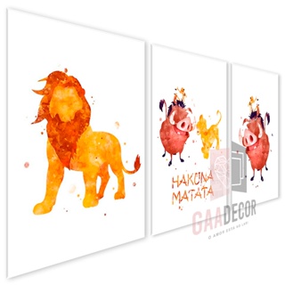 Kit 3 Quadros Decorativos para Sala Quarto Infantil O Rei Leão Teen