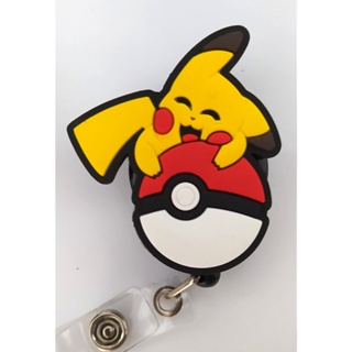 Porta Crachá Retrátil Personalizado - Pokémon, Pikachu, Pokebola