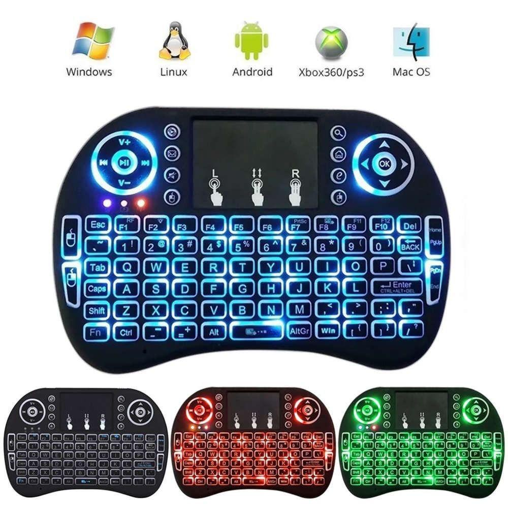 Mini Controle Wireless Mini Keyboard Usb Sem fio Touch Pad Backlit