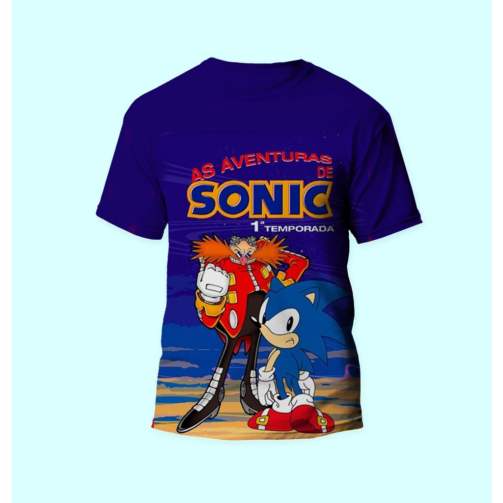 CAMISETA INFANTIL/ ADULTO SONIC CORRENDO SUBLIMAÇÃO