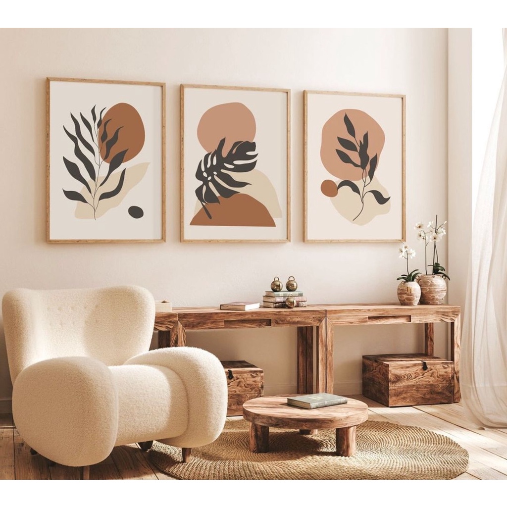 Quadros Decorativo 3 peças 3mm Trio Plantas Escandinavos Boho Moderno decoração para casa sala quarto