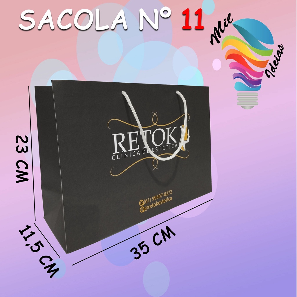 50 Sacola De Papel Personalizada Loja Evento Festa Joias 23x35x11,5