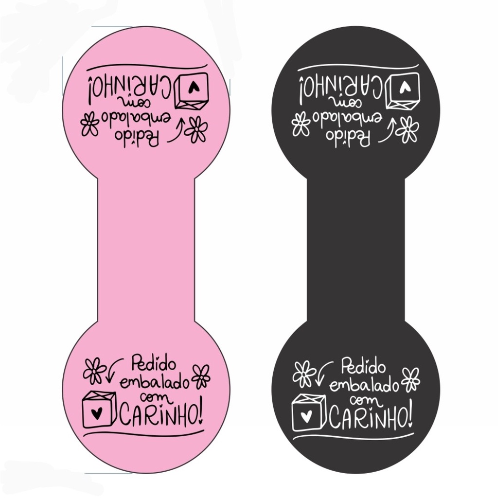 Lacres Adesivos Para Sacos e Sacolas Pedido embalado com Carinho Entregas Delivery Medida 8x3cm
