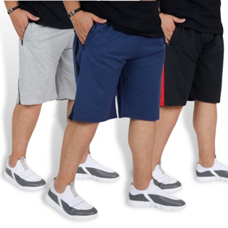 Kit 3 Bermuda Shorts Plus Size Moletom Masculina Com listra Esporte