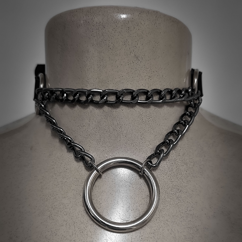Choker com Correntes e Argola Círculo Coleira Colar Gótico Aesthetic ...