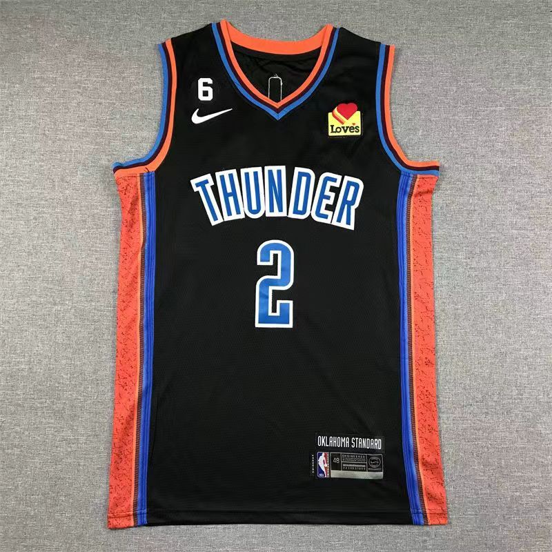 Shai Gilgeous-Alexander Oklahoma City Thunder NBA Jersey Black Jersey Retro Camisa Masculina De Basquete Jersey Caça de basquetebol