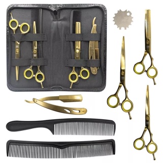 Kit 3 Tesoura Fio Laser Fio Navalha Desfiadeira + Navalha + Estojo