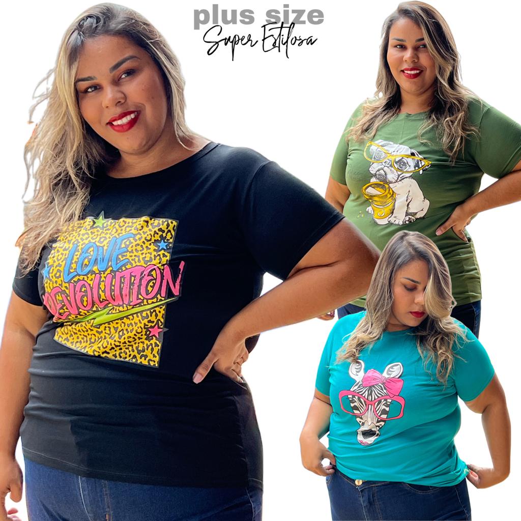 Camiseta Feminina Plus Size Mulheres Gordinhas Tamanho Especial | Shopee  Brasil