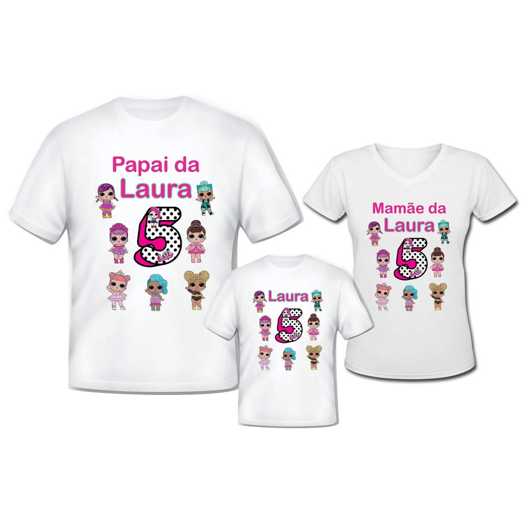 Kit Camisa Personalizada Tema LOL Pai, Mãe e Filha Shopee