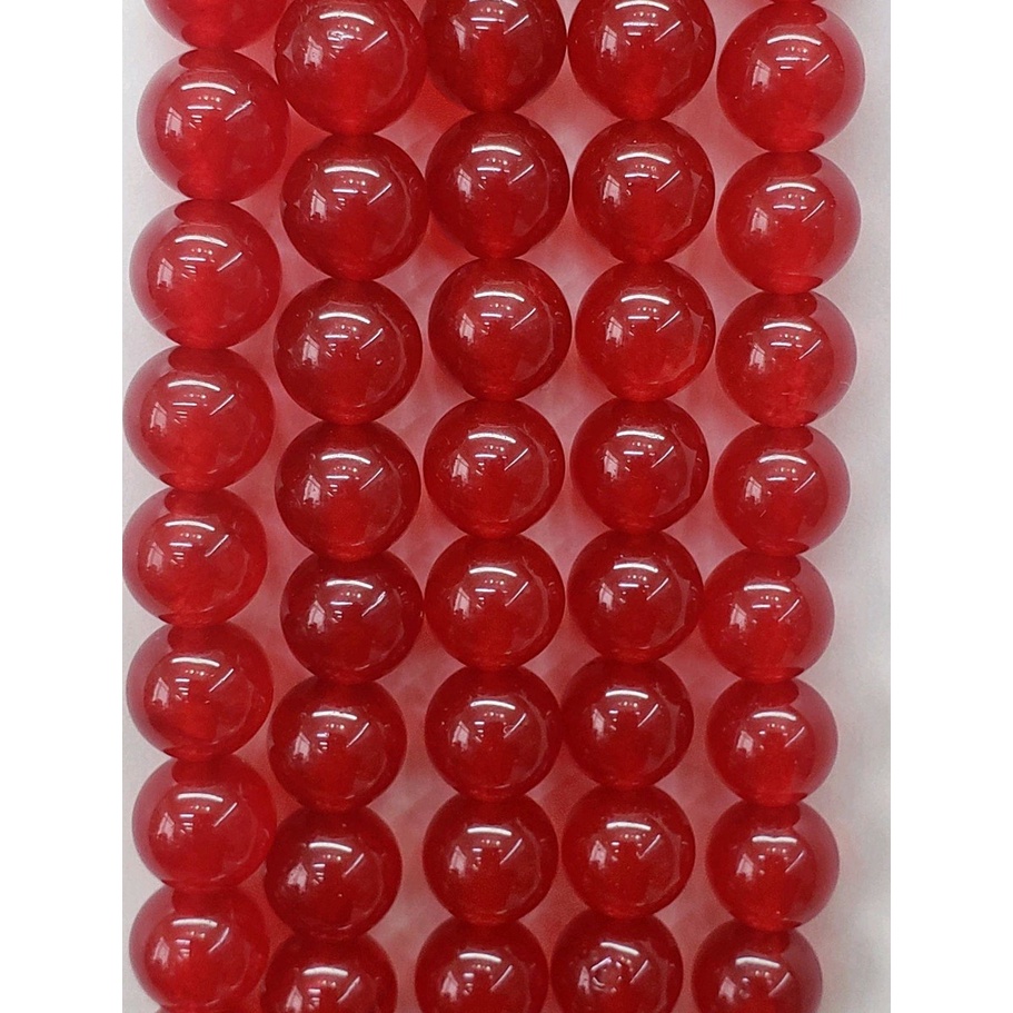 Contas de Pedra Natural Jade Vermelha 08 mm / Fio