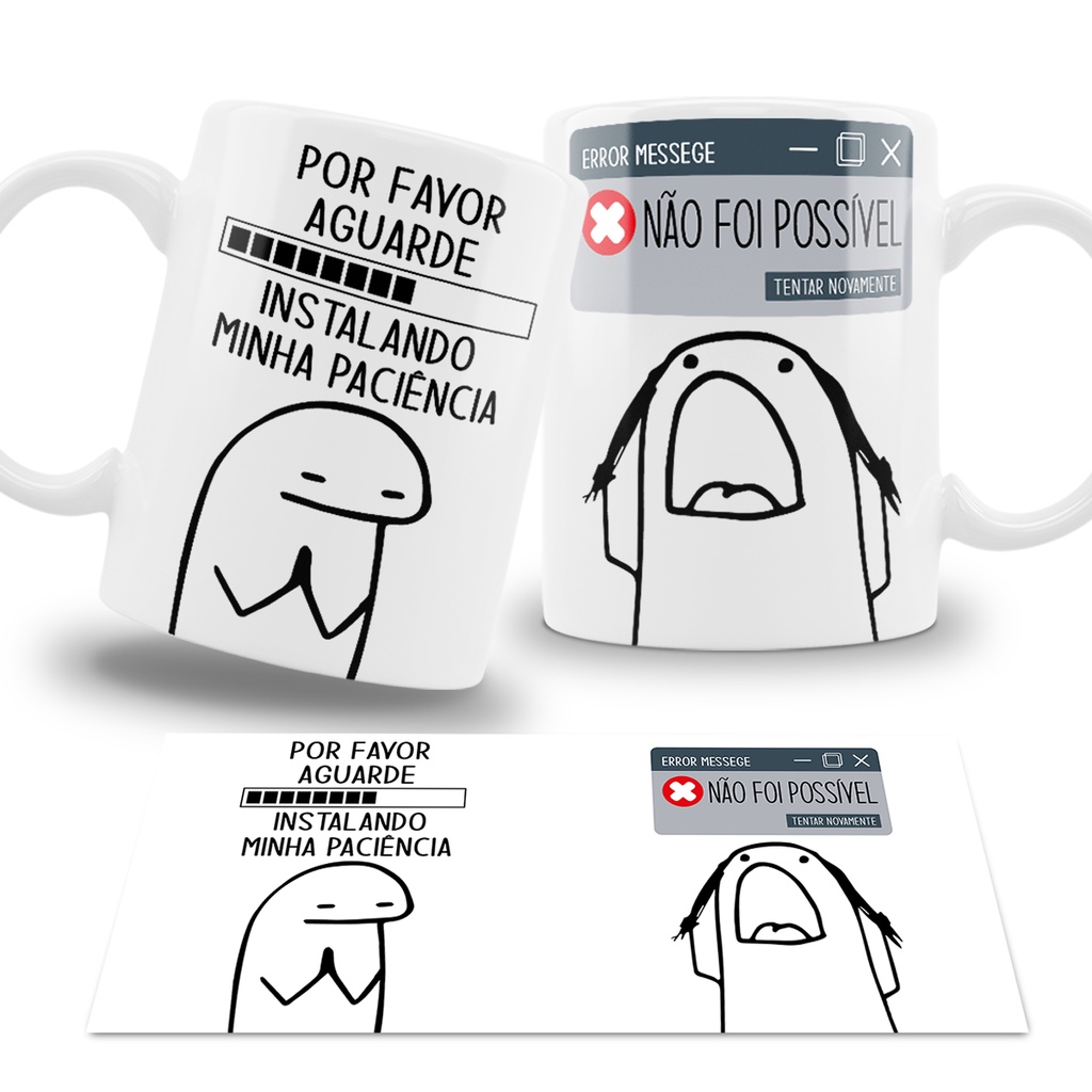 Caneca Flork Meme Instalando Minha Paciência - Xicara Boneco