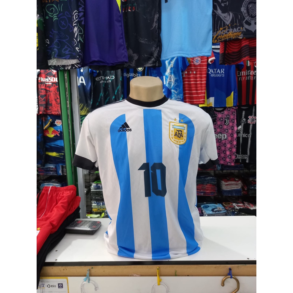 Camisa Seleção da Argentina I Home Patch Tricampeã Copa do Mundo 20