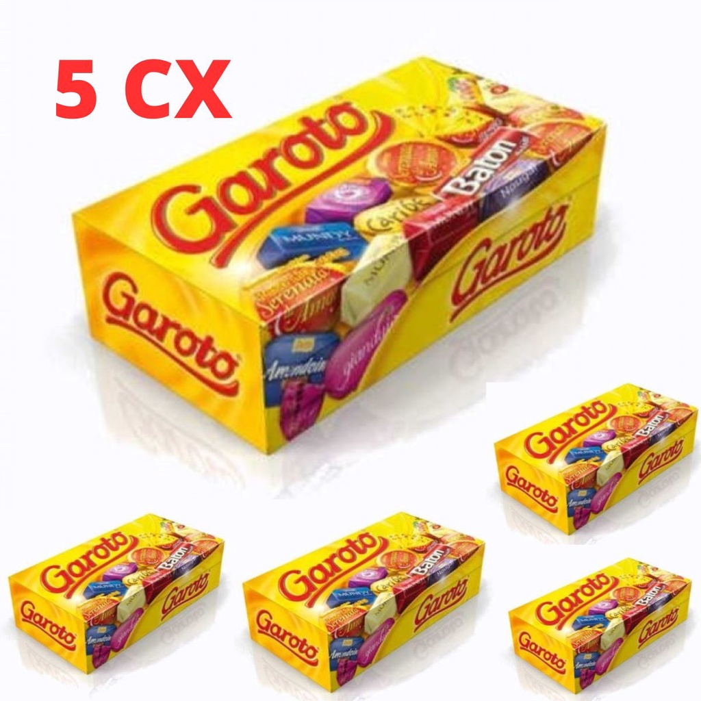 Bombom Garoto Chocolate Sortido com 16 unidades 250g Kit c/5 cx Shopee Brasil
