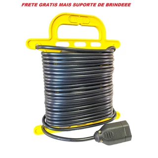 Extensão Elétrica 10 Metros Cabo Pp2x1,0mm Reforçada 110/220volts Bivolt Reta com Suporte