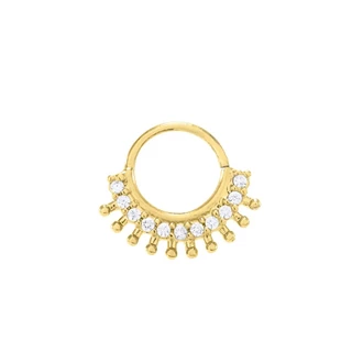 Piercing Septo Zircônias com Bolinhas Aço Cirúrgico Dourado