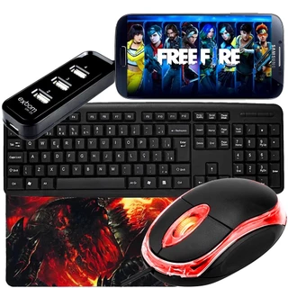 Kit Gamer Mobilador Barato Teclado Preto abnt2  Mouse Optico em Oferta na Shopee