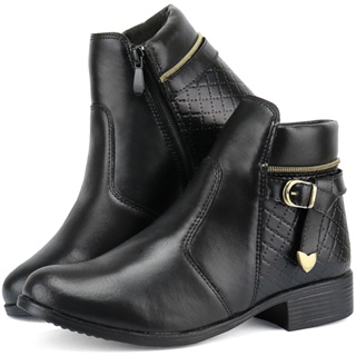 Bota Feminina Coturno Com Ziper Laterar Salto 3cm De altura Moda Coturno Feminino