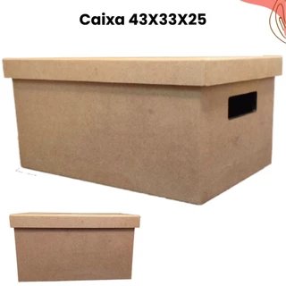 Caixa Grande em MDF Cru com Alça Organizadora Multifuncional - 6MM (43X33X25)