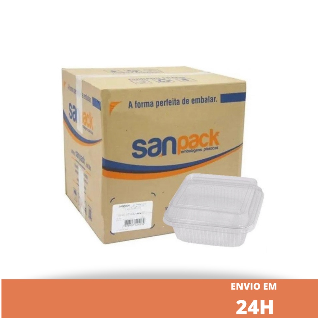 Kit 300 Potes Descartáveis De Plástico Quadrado Transparente Sanpack ...