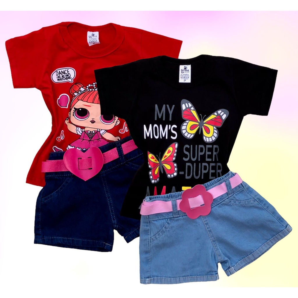 Jeans Conjuntos De Short Para NiÃ±as Conjunto Bermuda Niña