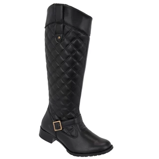 Bota Feminina Montaria Cano Longo Bordado Lateral Conforto Promoção