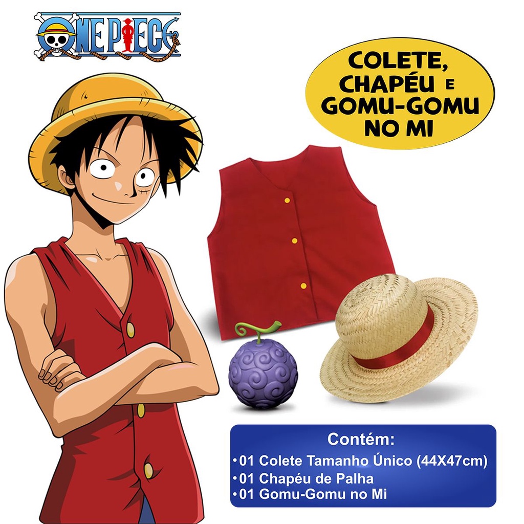 Fantasia Luffy One Piece C/ Chapeu Traje Infantil - R$ 99,99