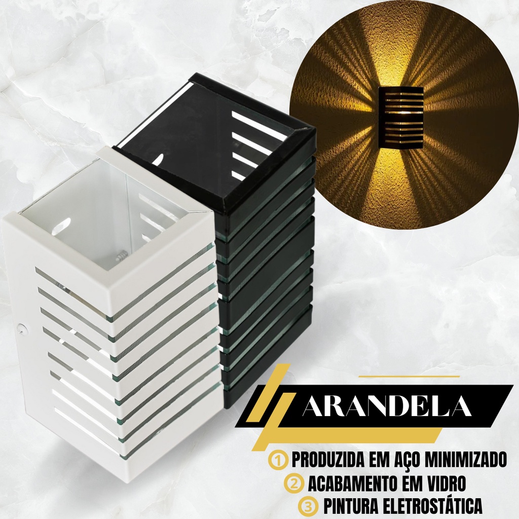 Arandela Mini Slim 2 Focos Moderna G9 Externa Mf143 - na Tudo Forte