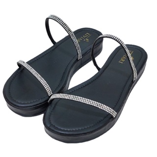 Birken Papete Feminina Tendência Chinelo Sandália Rasteira Blogueira Flatform Rasteirinha com Tiras de Brilho 2023 Ref. 30/72