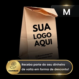 Kit Saco Kraft Para Delivery M Personalizado Com A Sua Logo 100/250/500 Unidades Várias Cores