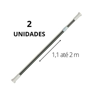 Kit Varão Extensível Porta Cortina Box 2 Unidades Banheiro 1,1x 2,0