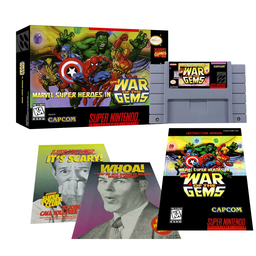 Jogo Marvel Super Heroes in War of the Gems com caixa e manual