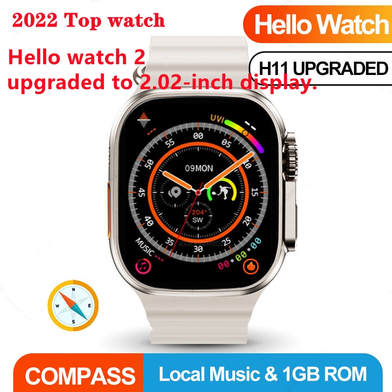 TOP O Mais Novo Relógio Hello Watch 2 Smart Ultra 3 Homens 49mm Bússola 1GB Smartwatch Titanium Alloy 173 Esportivo Fitness Upgrade Do H11