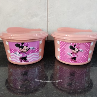 Saleiro de plástico rosa adesivado Mickey e Minnie | Escolha variação