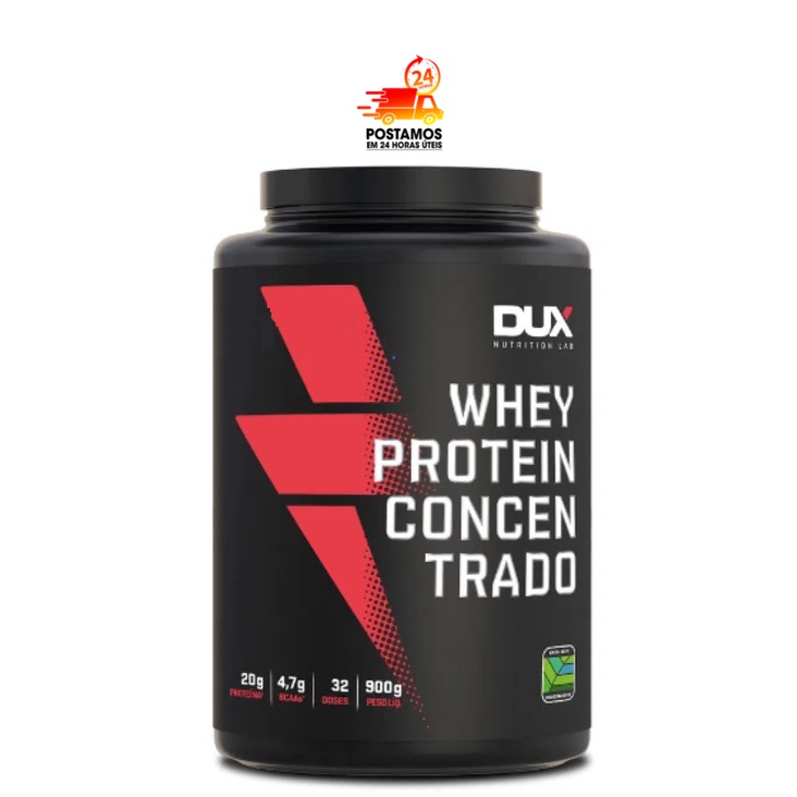 Whey Protein Concentrado 900g – Dux Nutrition Lab – Rende 30 doses – 20g de Proteína – 4,0 de BCAA