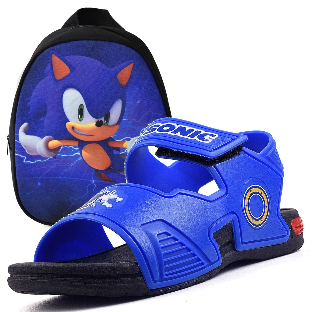 Sandália Infantil Grendene Kids Sonic Mask Menino - Azul+amarelo