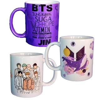 Caneca 325ml - BTS - Kpop - RM, Jin, SUGA, J-Hope, Jimin, V e Jungkook / bts - boy with luv / bts - dynamite / bts - spring day