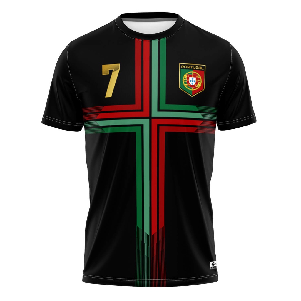 Camisa infantil Cristiano Ronaldo CR7 Portugal Preta Shopee Brasil