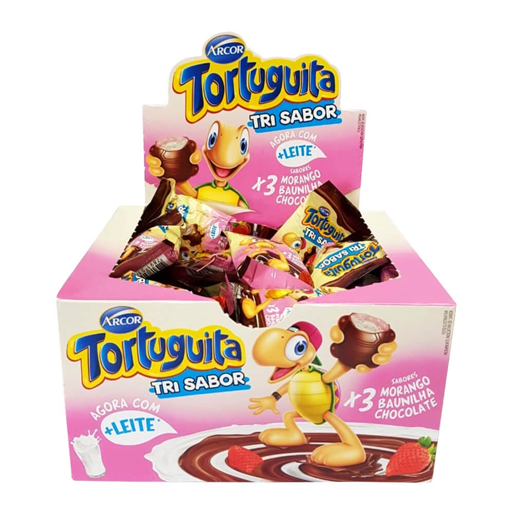 Caixa Tortuguitas Chocolate Napolitano Morango - 24 Unidades Arcor ...