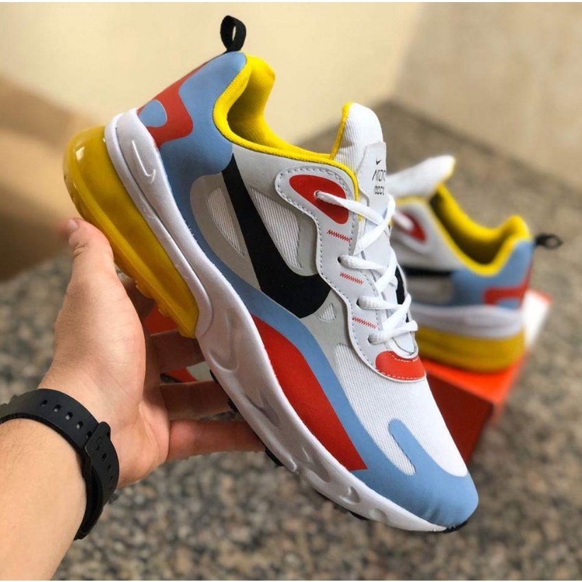 Tenis Nike Air Max 270 React Colorido Femenino Masculino Bolha Azul Bolhaa  - Escorrega o Preço