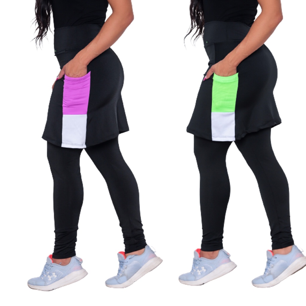 Calça Leg Legging Com Saia Moda Evangelica Fitness Academia