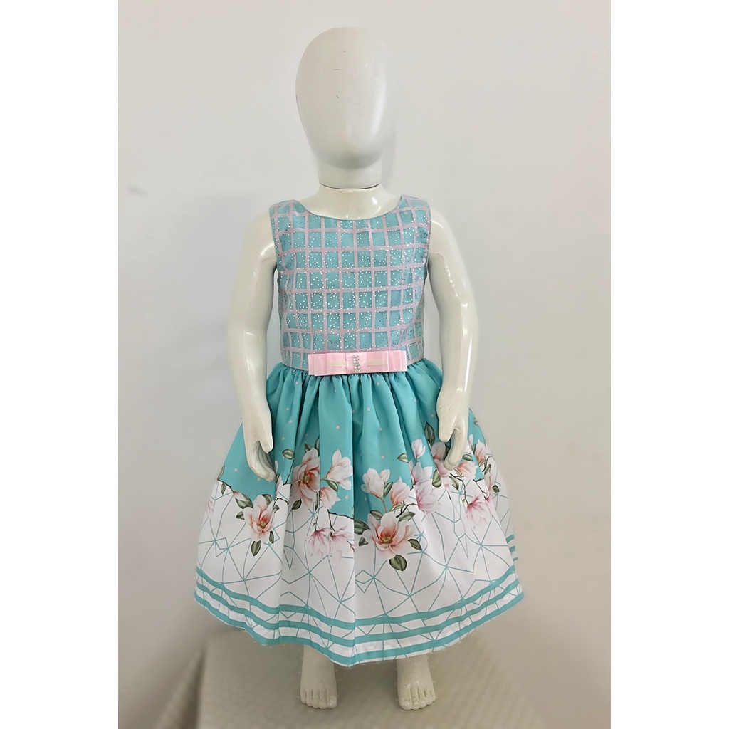 Vestido infantil com barrado 2024 floral