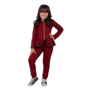 Roupa de Frio para Bebê Menina Casaco e Calça Vermelho Mini Diva