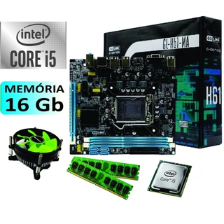 Kit Upgrade INTEL i5 3470 3.2ghz placa Mãe H61 1155 + Memória 4gb (ou 8GB ou 16GB) Ddr3 + cooler + SSD (opcional) Tudo Novo