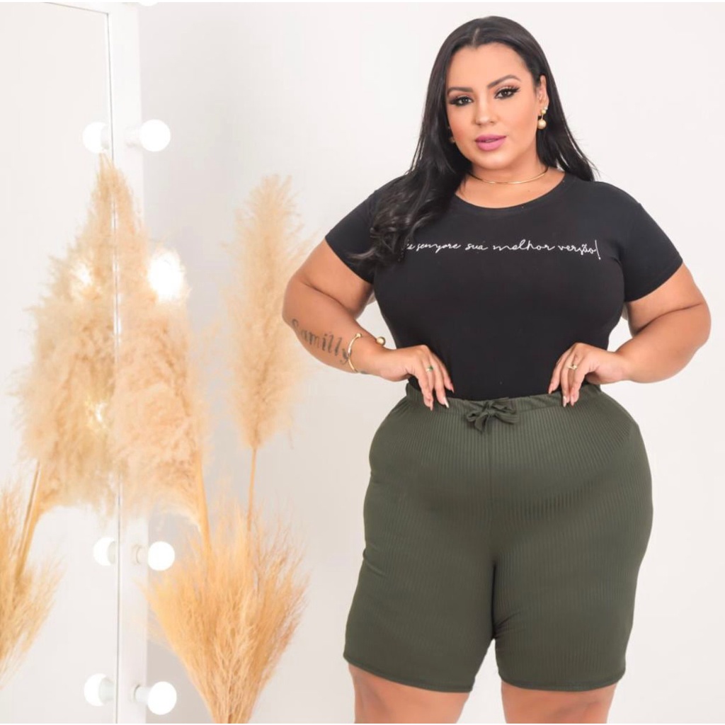 Short jeans com elastano plus size - Camilly Plus Size