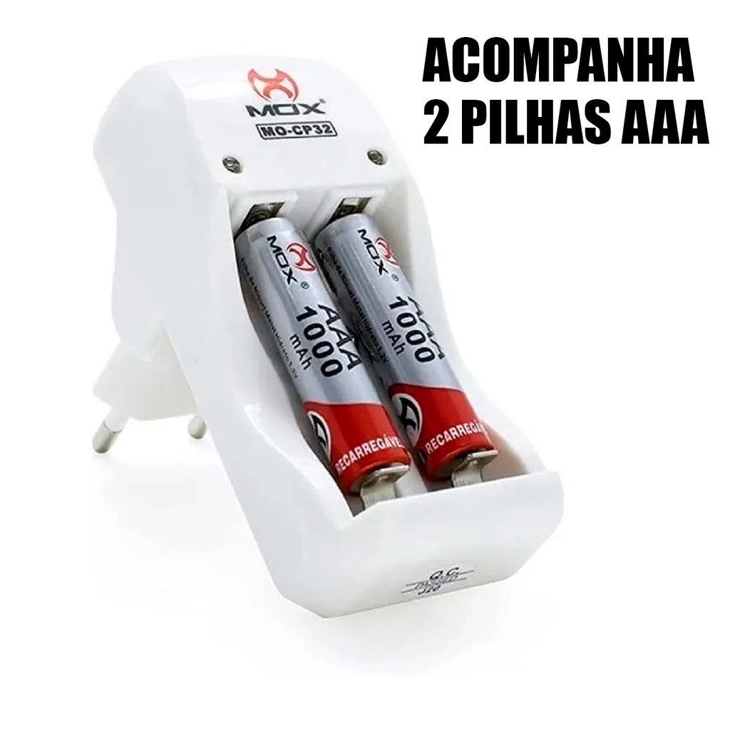 Carregador Auto Stop Mox pilhas e Baterias CP 32 + 2Pilhas AAA | Shopee ...