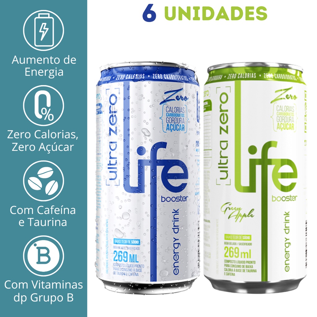 LIFE BOOSTER ENERGY DRINK ULTRA ZERO 6UN DE 269ML