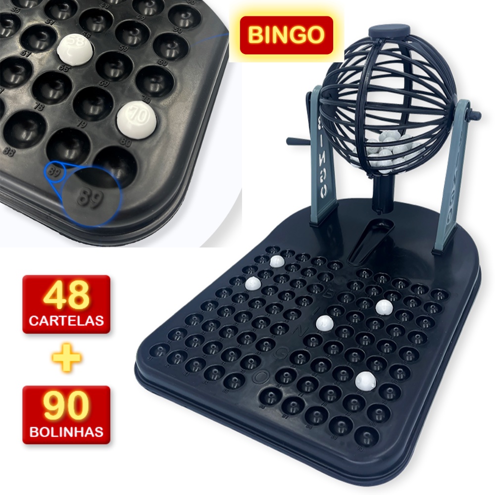 Jogo De Bingo 48 Cartelas com 90 Bolinhas